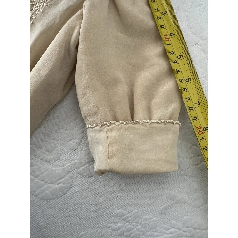 Antique Silk Dress Coat Robe Embroidered Gown Baby Cream Lined Handmade